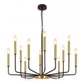 $127 FARMHOUSE 12-LIGHTS BLACK GOLD CANDLE CHANDEL