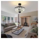 $147 20 IN. 5-LIGHT ANTIQUE BLACK FLUSH MOUNT CRYS