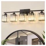 DEYIDN 29.61 IN. 5-LIGHT BLACK VANITY LIGHT WITH C