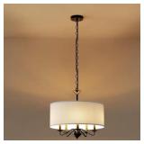 20 IN. 5-LIGHT BLACK EMPIRE CHANDELIER WITH FABRIC