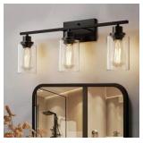 24 IN. 3-LIGHT MATTE BLACK INDUSTRIAL BATHROOM VAN