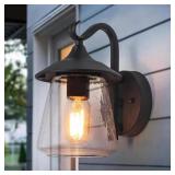MODERN FROSTED BLACK PORCH OUTDOOR WALL SCONCE 1-L