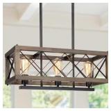 $159 FARMHOUSE WOOD 3-LIGHT BLACK CHANDELIER MODER