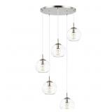 $230 THEA 5-LIGHT SATIN NICKEL/CLEAR CHANDELIER WI