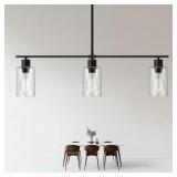 3-LIGHT BLACK INDUSTRIAL MODERN LINEAR KITCHEN ISL
