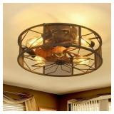19.6 IN. INDOOR BLACK INDUSTRIAL CAGED FARMHOUSE F