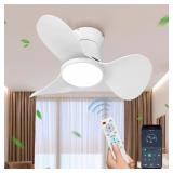 24 IN. WHITE SMALL INDOOR CEILING FAN WITH LIGHT,
