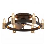 $125 20 IN. BLACK FLUSH MOUNT CAGED CEILING FAN WI