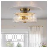 $140 KOST 14 IN. 3-LIGHT GOLD MODERN SEMI FLUSH MO