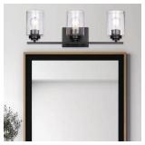BEL AIR LIGHTING 22 IN. 3-LIGHT BLACK BATHROOM VAN