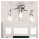 YANSUN 12 IN. 3-LIGHT SEMI FLUSH MOUNT CEILING LIG
