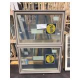 57 X 41 PELLA DOUBLE CASEMENT VIYNL LIGHT BROWN WI