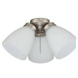 3-LIGHT BRUSHED NICKEL CEILING FAN SHADES LED LIGH