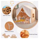 KID'S PLAY TENT WITH WASHABLE COTTON MAT AND FLAG