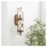 20 IN. BRONZE GLASS STUDDED WALL SCONCE WITH FLEUR
