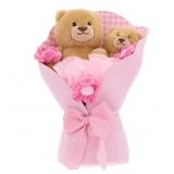 1 LOT (4) MEDIUM BEAR BOUQUET PLUSH, PINK, MOTHER'