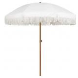 $150 AMMSUN 7FT FRINGE PATIO UMBRELLA, OUTDOOR TAB