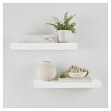 MAINSTAYS WHITE 16.5' WOOD FLOATING SHELVES, SET O