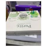 1 LOT (1) PURITY HOME WHITE COTTON SHEETS. (1) MEM