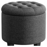 SONGMICS ROUND OTTOMAN, OTTOMAN WITH STORAGE, 17.7