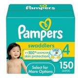 PAMPERS SWADDLERS DIAPERS, SIZE 4, 150 COUNT (SELE