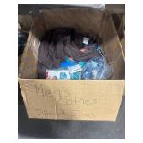 1 LOT BOX ASST MEN?S CLOTHES DIFFERENT SIZES