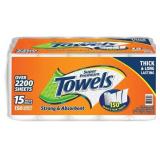 1 LOT (1) PAPER TOWELS 2-PLY? 15 MEGA ROLLS, 150 S