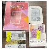 1 LOT OF 1- LED MIRROR, 1-LED CURTAIN LIGHTS, 1-DE
