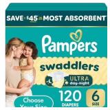 PAMPERS SWADDLERS ULTRA DIAPERS, SIZE 6 (23-44 POU
