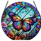 STAINED GLASS WINDOW HANGING - BUTTERFLY SUNCATCHE