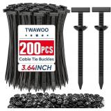 TEAWOO 200 PCS NYLON UNIVERSAL CABLE TIE BUCKLES,