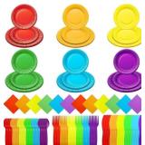 KARENHI 144 PIECES RAINBOW PARTY SUPPLIES INCLUDES