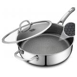SNOWCLAD FRYING PANS NONSTICK WITH LID,HYBRID NON