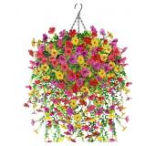 DER ROSE ARTIFICIAL HANGING FLOWER BASKET FOR OUTD