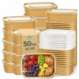 KADERRON 50 PACK 25 OZ LARGE PAPER BOWLS WITH LIDS
