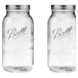 BALL - 64OZ WIDE MOUTH MASON JARS WITH LIDS & BAND