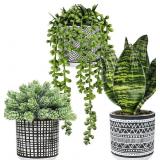 WINLYN 3 PCS SMALL POTTED PLANTS ARTIFICIAL SUCCUL