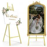 56" GOLD EASEL STAND FOR SIGN, HEAVY DUTY DISPLAY