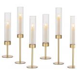 HEWORY GOLD HURRICANE CANDLE HOLDER: 6PCS CANDLEST
