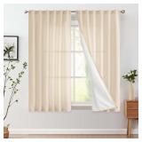 JINCHAN LINED LINEN CURTAINS PRIVACY BACK TAB 50X6