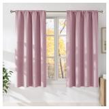 NICETOWN PINK FAUX LINEN ROOM DARKENING ROD POCKET