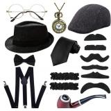 1920S MENS COSTUME ACCESSORIES OUTFIT SET GANGSTER