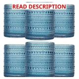 JOVGANK BLUE VINTAGE HOBNAIL DRINKING GLASSES SET