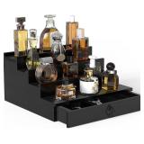 UPCESSORY COLOGNE ORGANIZER FOR MEN, 4 TIER BLACK