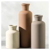CERAMIC VASE SET OF 3, FLOWERS NEUTRAL MODERN VASE