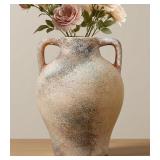 CERAMIC FLOWER VASE, 8.7" RUSTIC FARMHOUSE TABLE V
