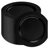 BUCLA 100 PIECES BLACK PLASTIC PLATES - 6.25 INCH