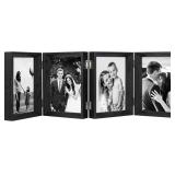 5X7 HINGED PICTURE FRAMES BLACK BEVELED WOOD WITH