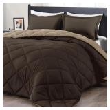 DOWNLUXE CALIFORNIA KING COMFORTER SET - BROWN AND