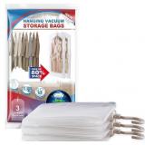 HANGING VACUUM STORAGE BAGS, 3 PACK LARGE HANGING